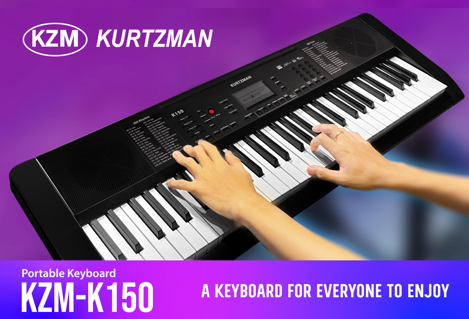 Đàn Organ điện tử/ Portable Keyboard - Kzm Kurtzman K150 - Best keyboard for Beginner - 2 màu lựa chọn - Hàng chính hãng