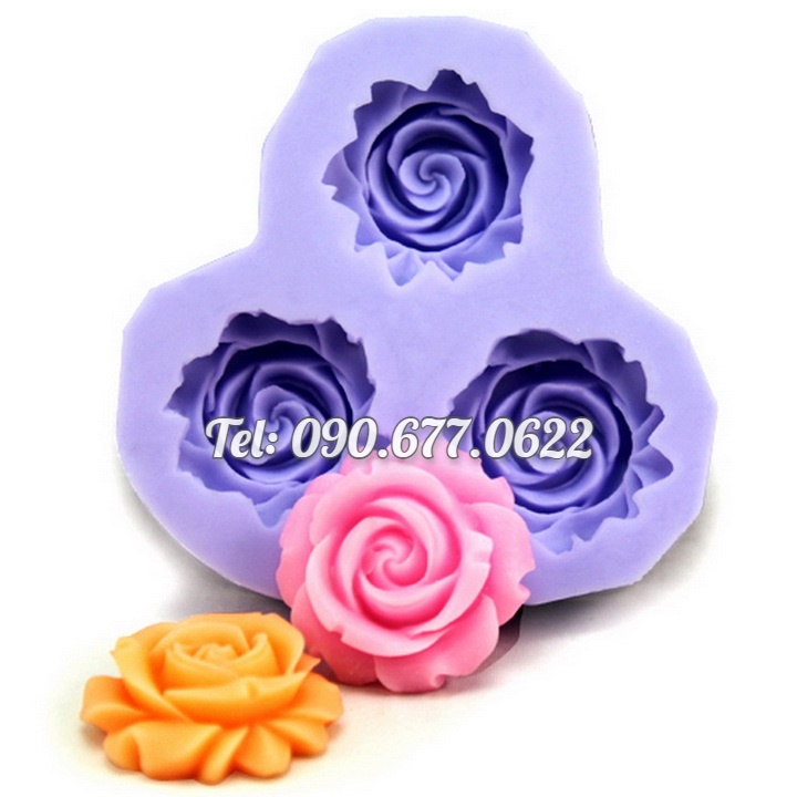 Khuôn silicone làm rau câu 3 hoa hồng - Mã số 1397