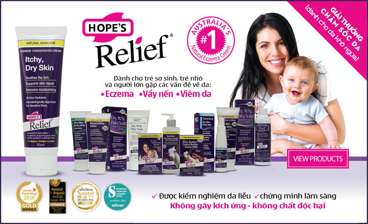 Kem eczema, viêm da, vẩy nến Hope's Relief 60g