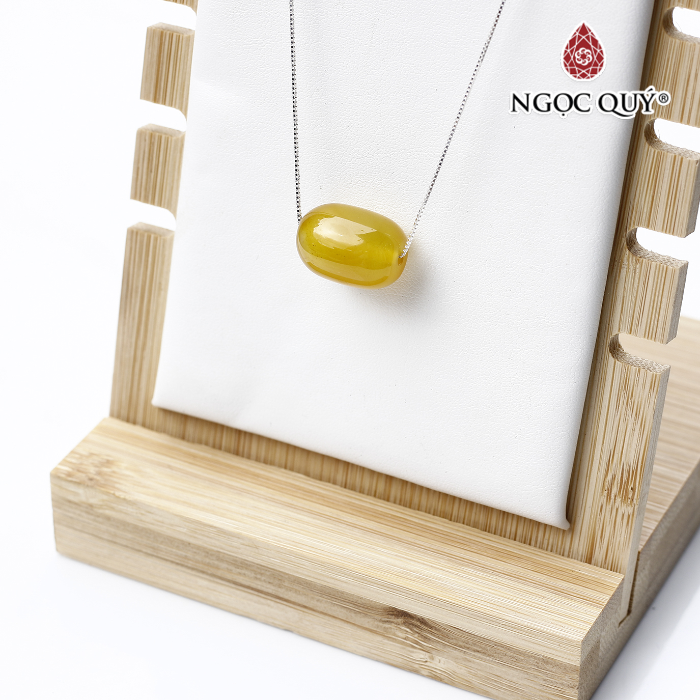 Dây chuyền bạc lu thống mã não vàng 13x17mm mệnh thủy, kim - Ngọc Quý Gemstones