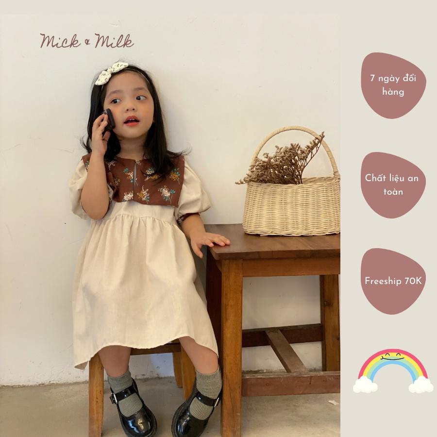 Đầm Cho Bé Mick and Milk 1,2,3,4,5,6 Tuổi Váy Trẻ Em Hàng Thiết Kế Phong Cách Vintage Chất Liệu Mát Mẻ Dễ Thương