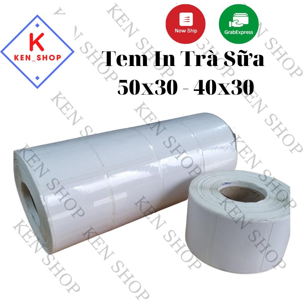 Giấy in tem trà sữa 50x30 (950 tem), 40x30 ( 800 tem) decal nhiệt, giấy in tem dán trà sưa, trà chanh