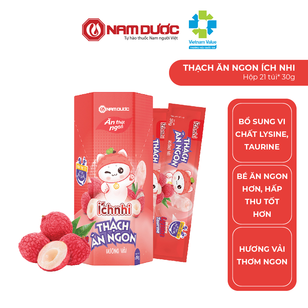 Thạch ăn ngon Ích Nhi hộp 21 túi x30 gr, bổ sung Lysine, Taurin tăng cường chuyển hóa, hấp thu tối đa dinh dưỡng