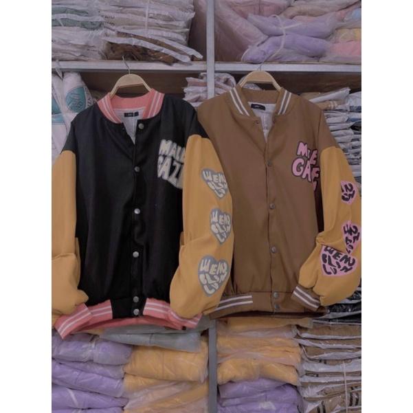 Áo Khoác Bomber Bóng Chày Phối Tay