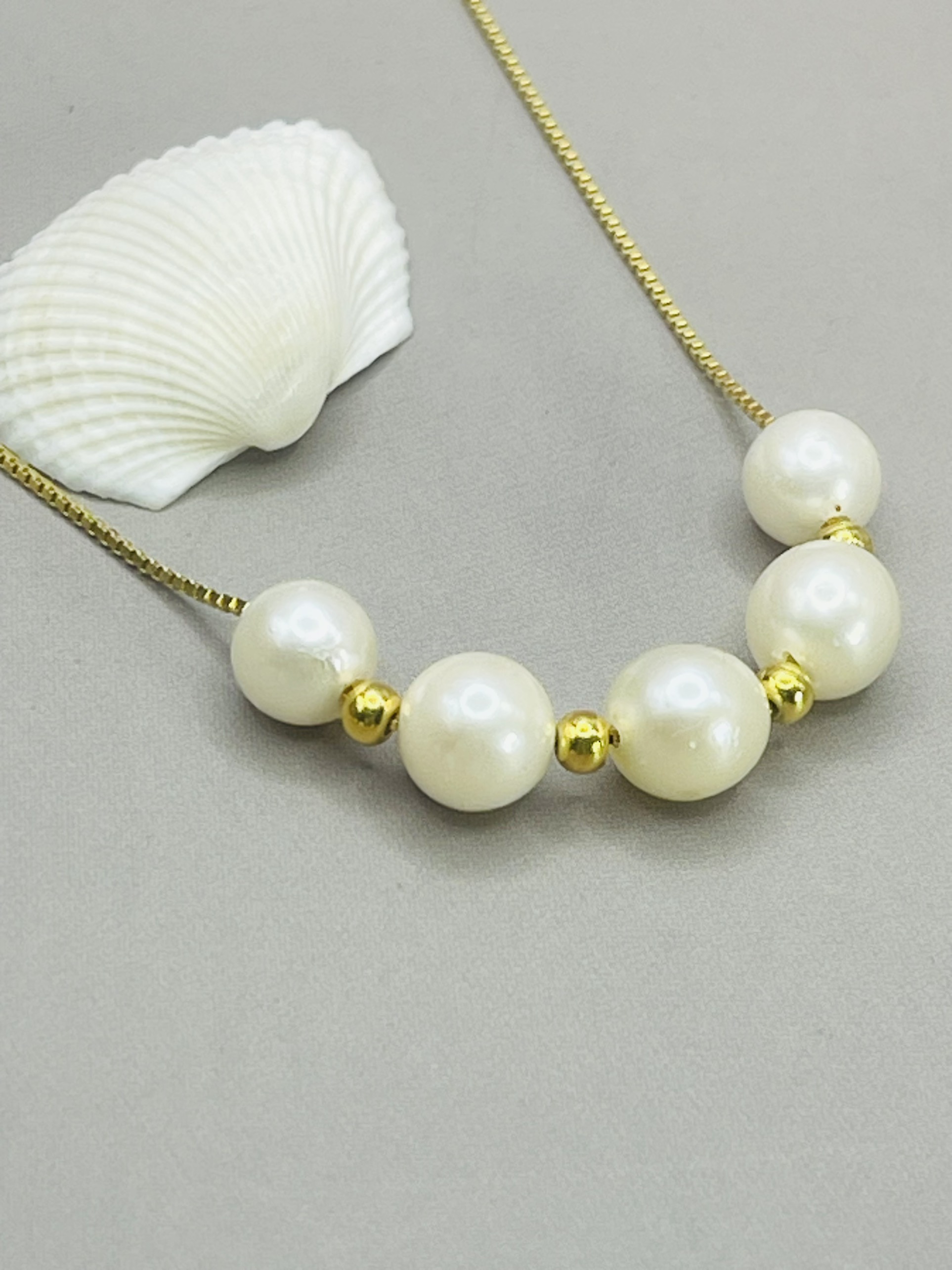 Dây chuyền Bạc 925 xi vàng và Trai mặn Akoya