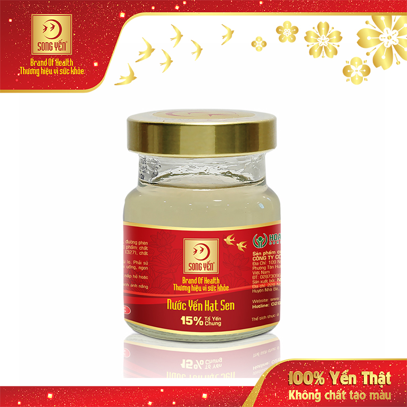 Nước Yến Hạt Sen 15% Song Yến (Lốc 6 Lọ x 70ml)