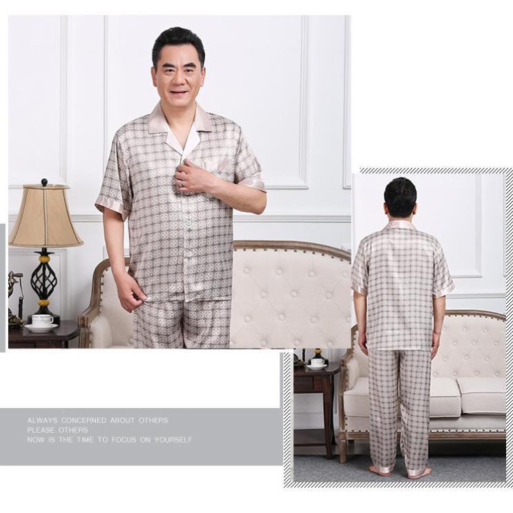 Bộ pyzama ngắn tay mặc nhà nam trung niên_hàng sẵn có