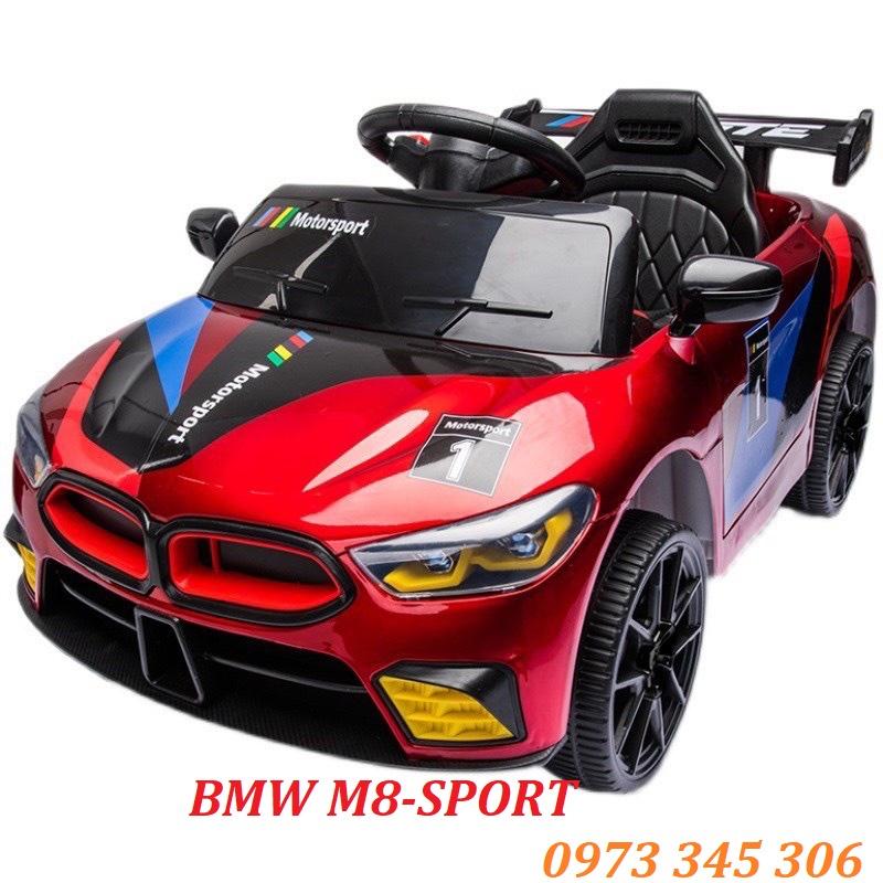Ô tô điện đồ chơi trẻ em BABY-KID BMW M8-SPORT cho bé tự lái và điều khiển từ xa (Đỏ-Trắng-Vàng-Đen) - Bảo hành 6 tháng
