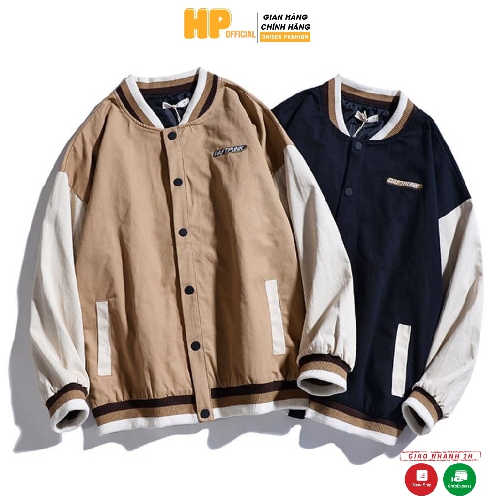 Hình ảnh Áo khoác bomber jacket dù 2 lớp form rộng unisex thu đông nam nữ bóng style bóng chày