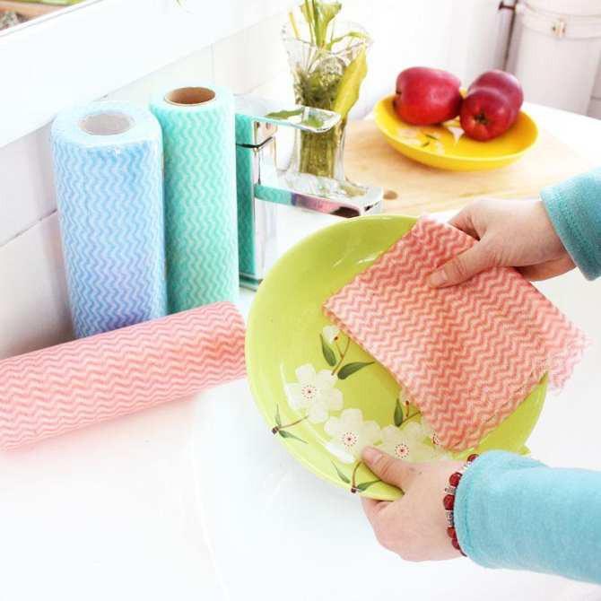 Cuộn Khăn Vải Không Dệt Lau Nhà Bếp Đa Năng