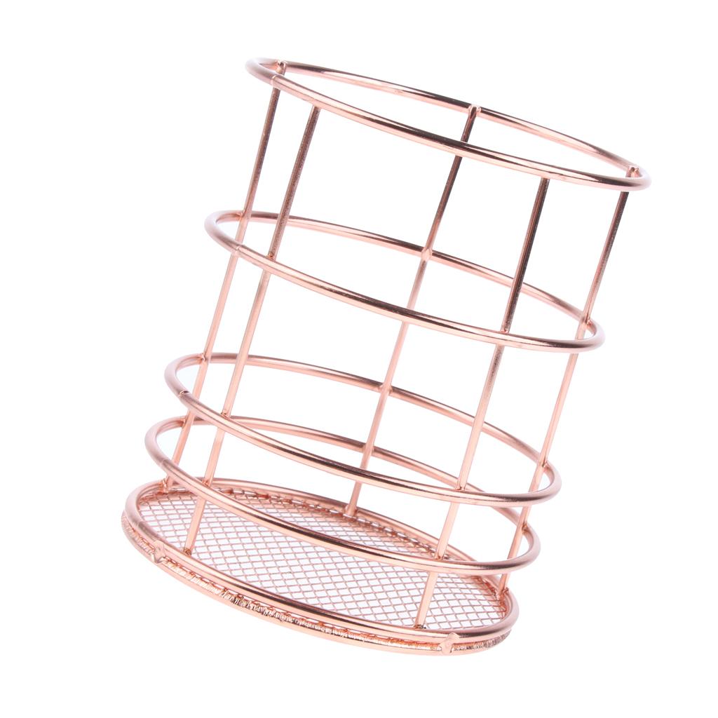 Hoa Hồng Vàng Vòng Dây Kim Loại Bút Nồi Bút Chì Giá Treo Bàn Chải Bàn Làm Việc Nhà Tổ Chức