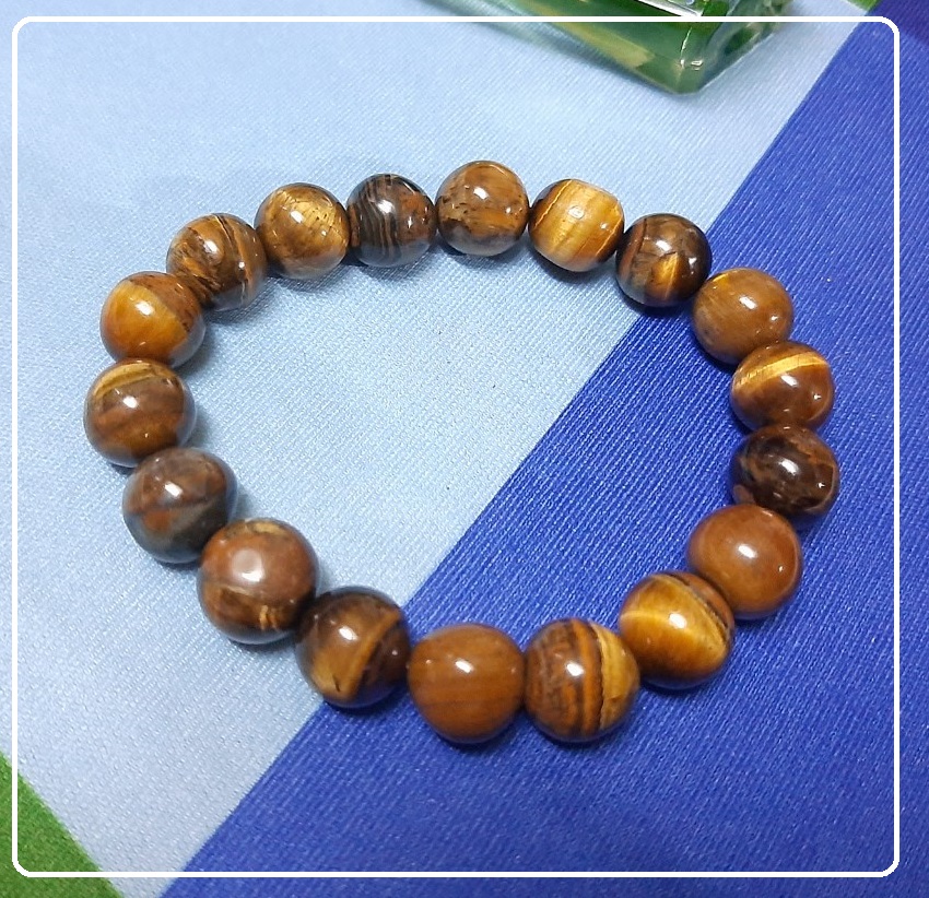 Vòng tay nữ đá mắt hổ tự nhiên, hạt đá 10ly cá tính thời trang, may mắn bình an