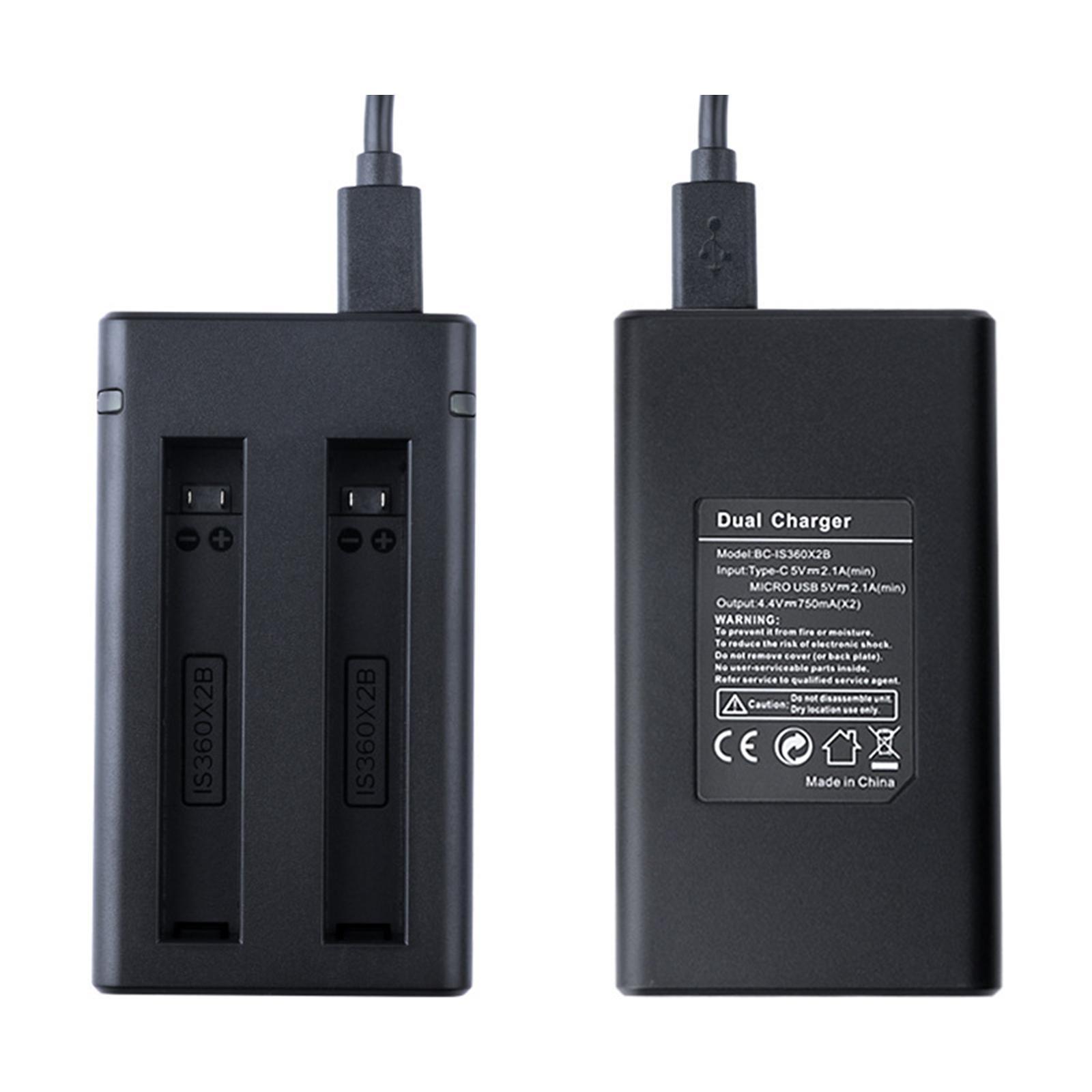 Compact Battery Charger 1x ABS with Cable Camera Battery Charger for Insta 360 One x2