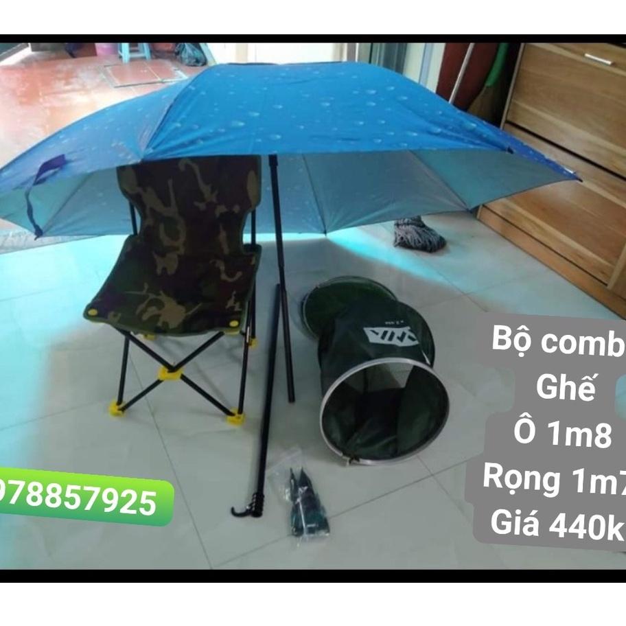 Bộ combo- ghế ,chống cần,ô câu cá(dù 1m8),rọng đựng cá