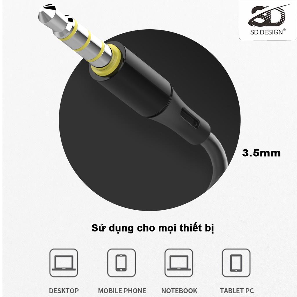 Tai nghe dây nhét tai H6 SD Design dùng cho dòng điện thoại jack 3.5mm,có mic bảo hành 1 đổi 1