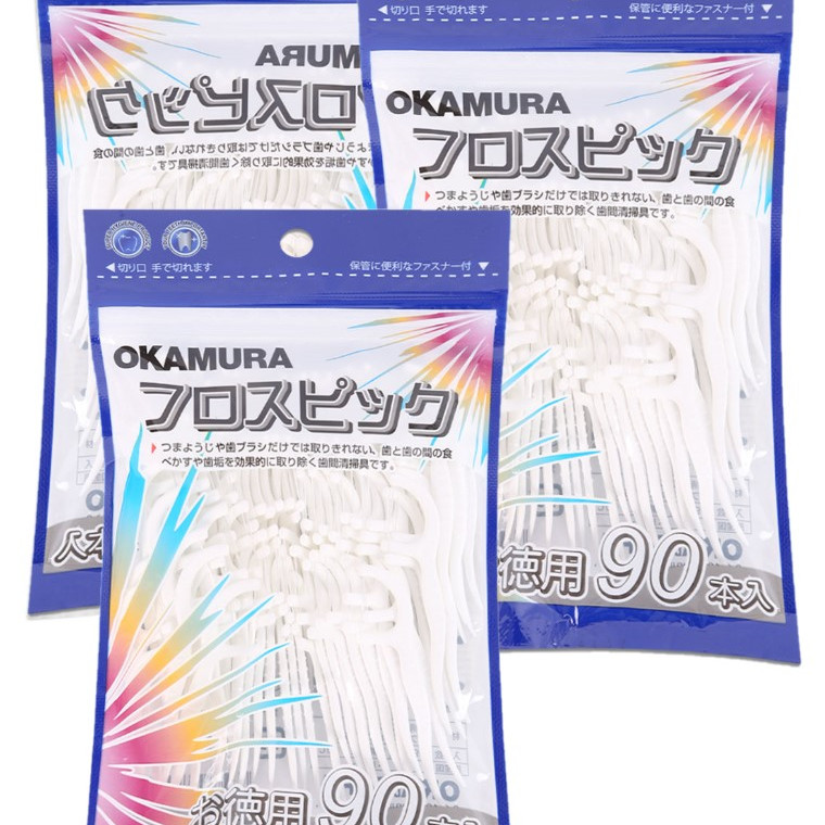 Combo 3 gói tăm chỉ kẽ răng cao cấp Nhật bản gói 90 chiếc - Okamura