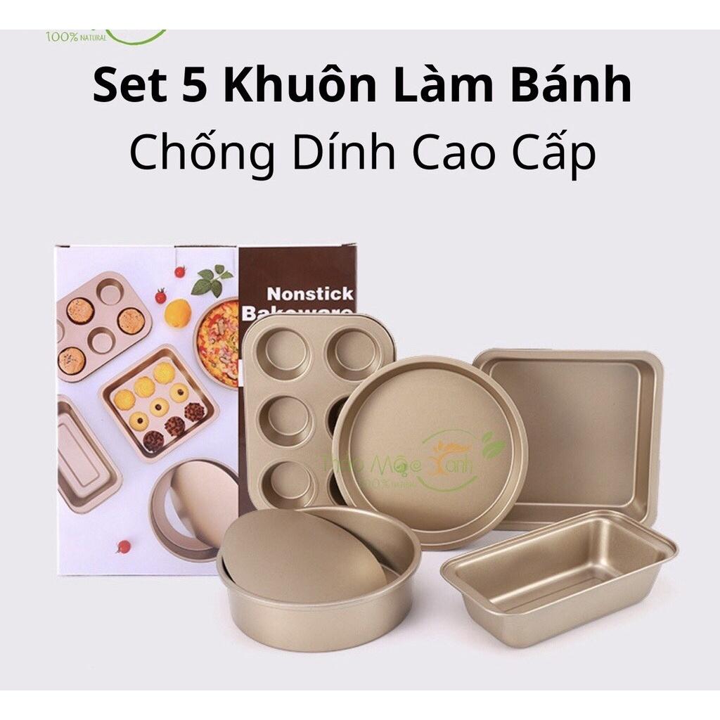 Set 5 Khuôn Nướng Bánh Chống Dính Cao Cấp Chất Liệu Thép Carbon (hàng loại 1)