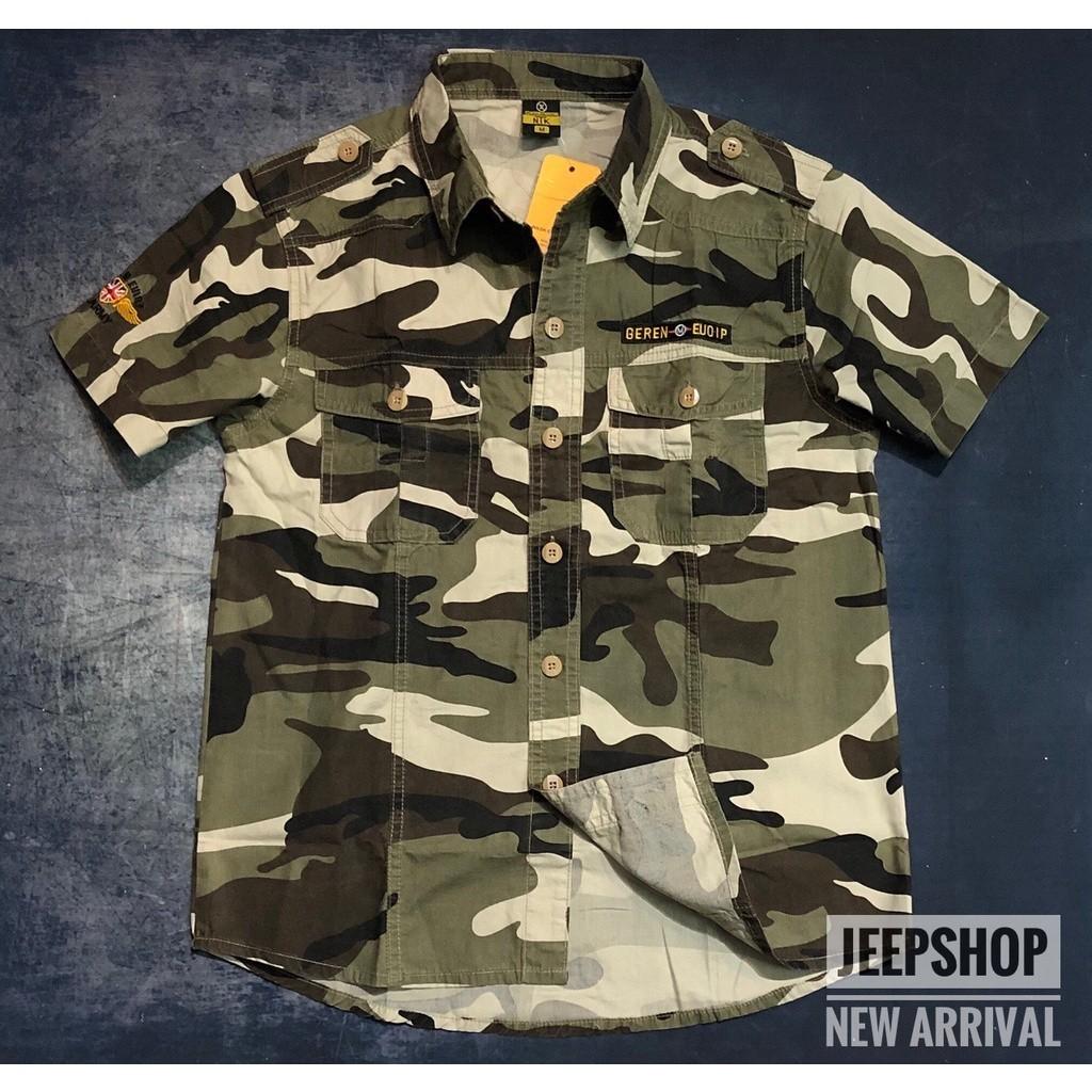 Áo sơ mi ngắn tay màu camo - camo vàng lợt