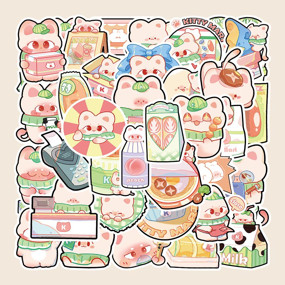 Sticker mèo kittymart hoạt hình cute trang trí mũ bảo hiểm, guitar, ukulele, điện thoại, sổ tay, laptop-mẫu S56