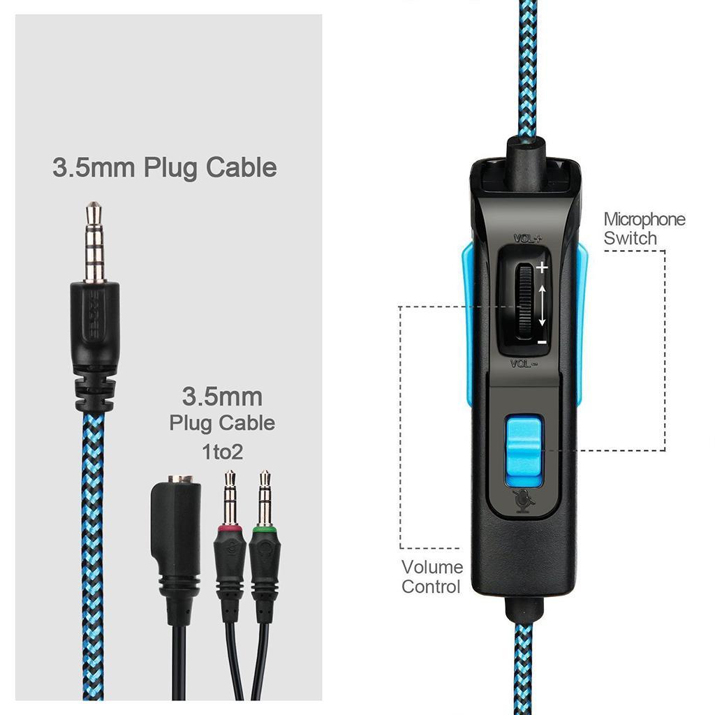 3.5mm Headset Wired Headphone EarBuds Earpiece Adjustable for PC Computer