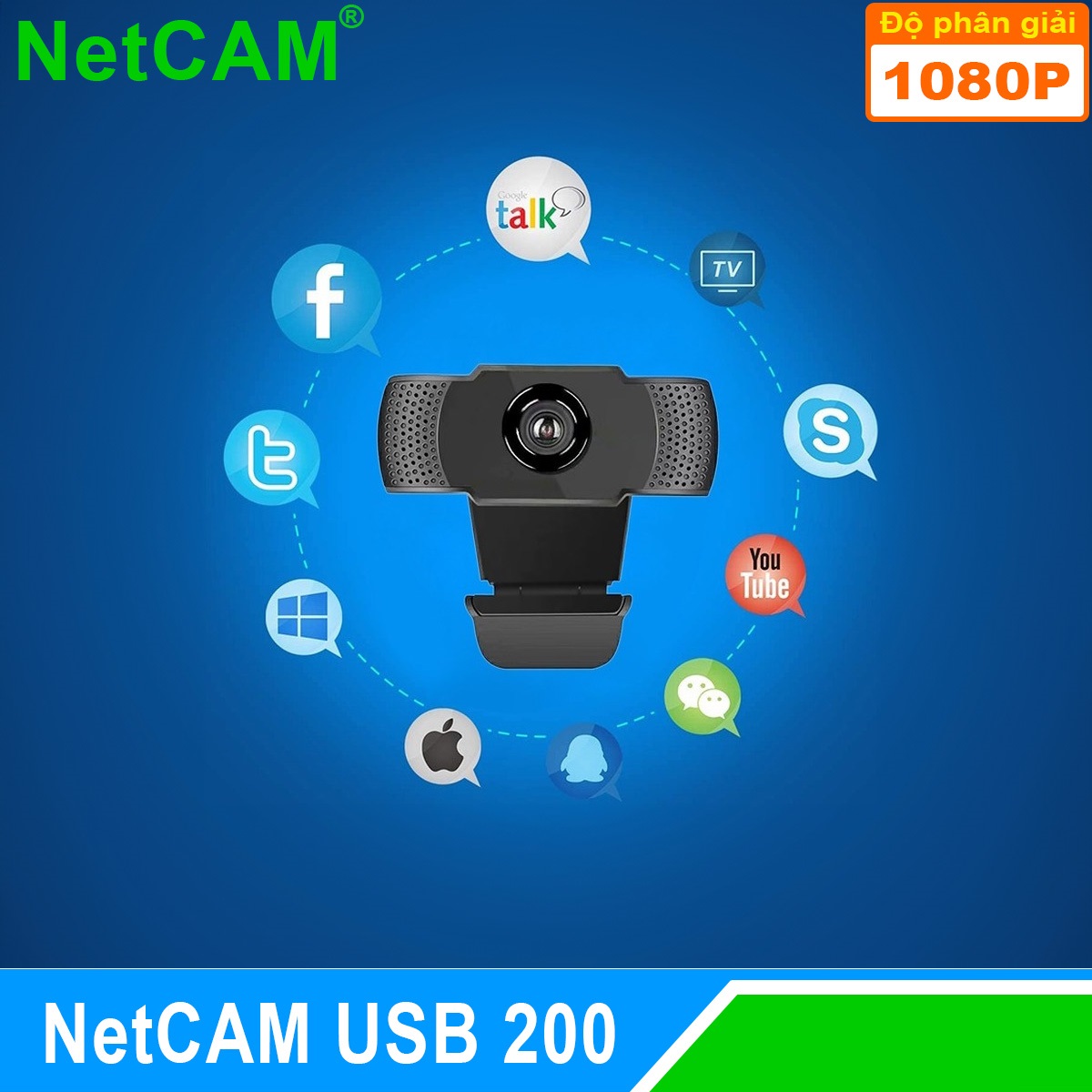 Webcam NetCAM USB 200 độ phân giải 1080P - Hàng Chính Hãng