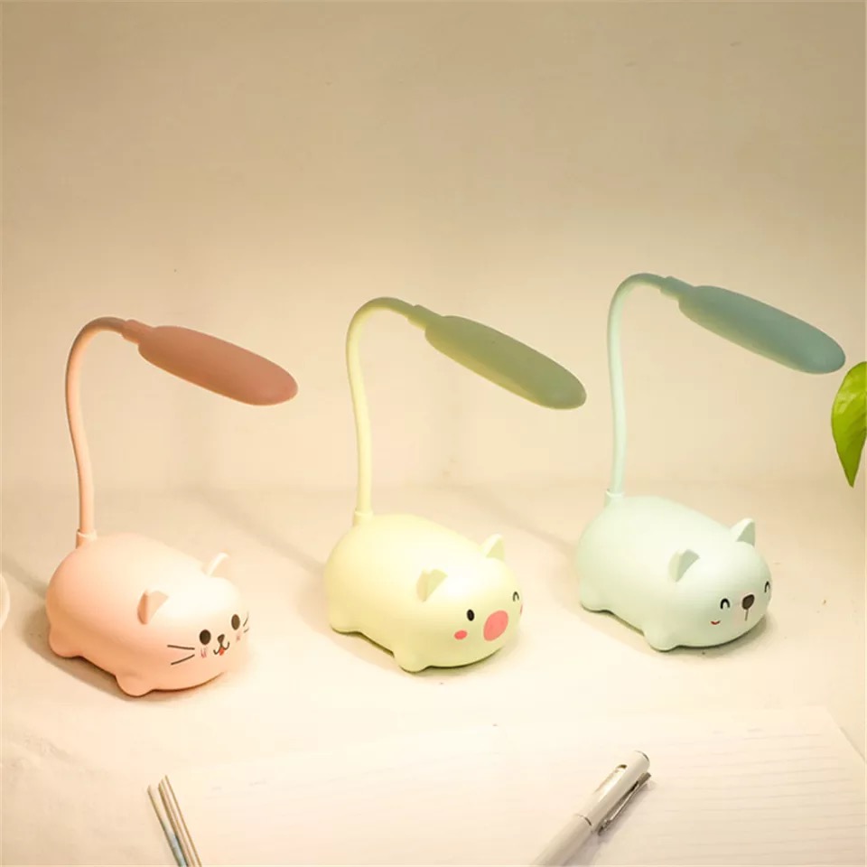 Đèn led để bàn sạc usb hình thú dễ thương - Mèo - Trắng