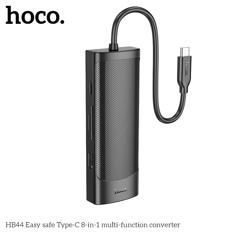 Hub Type C cho macbook 8in1 Hoco HB44 7in1 HB43  (HDMi, USB, RJ45, SD, microSD,Type C PD 100W) _ Hàng chính hãng