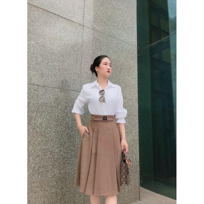 Chân váy xòe ly công sở _ có túi _hàng đẹp