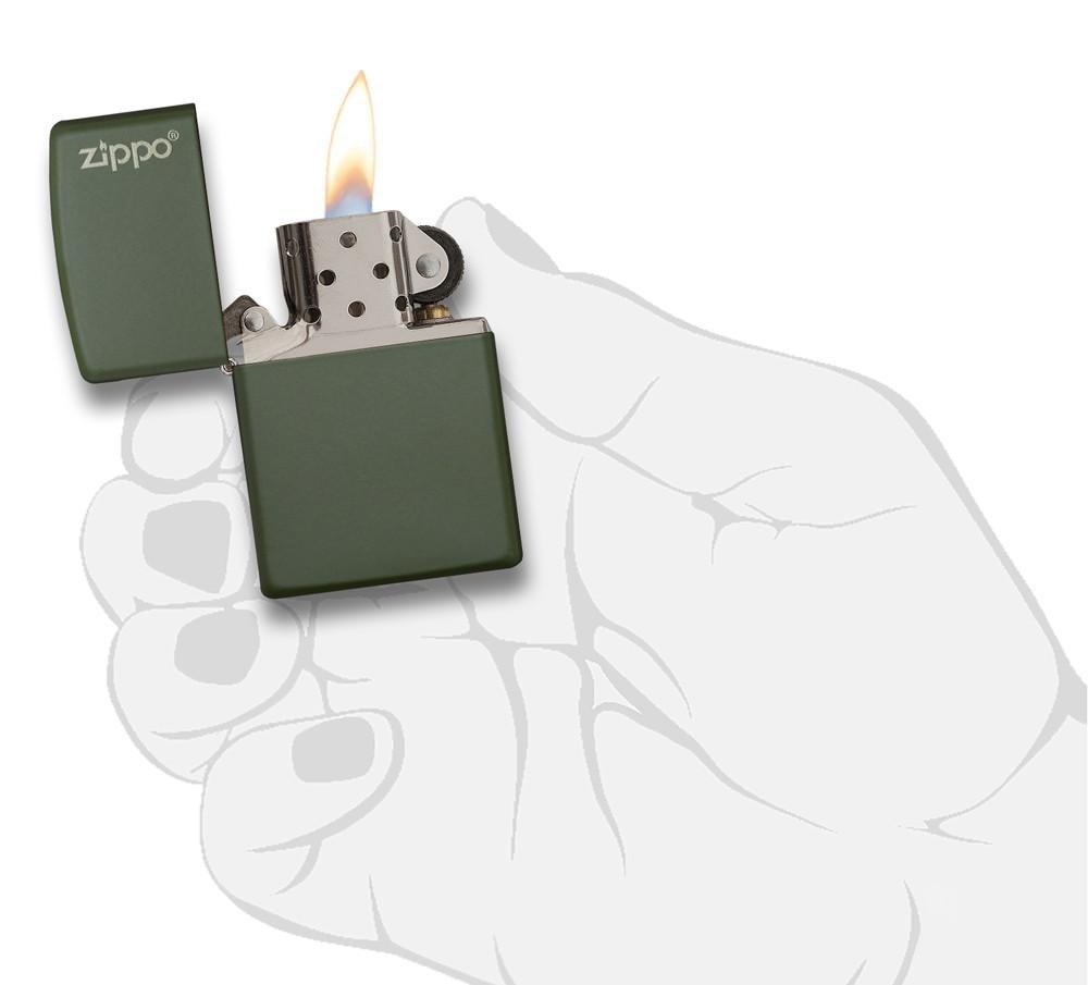 Bật Lửa Classic Green Matte Zippo Logo 221ZL