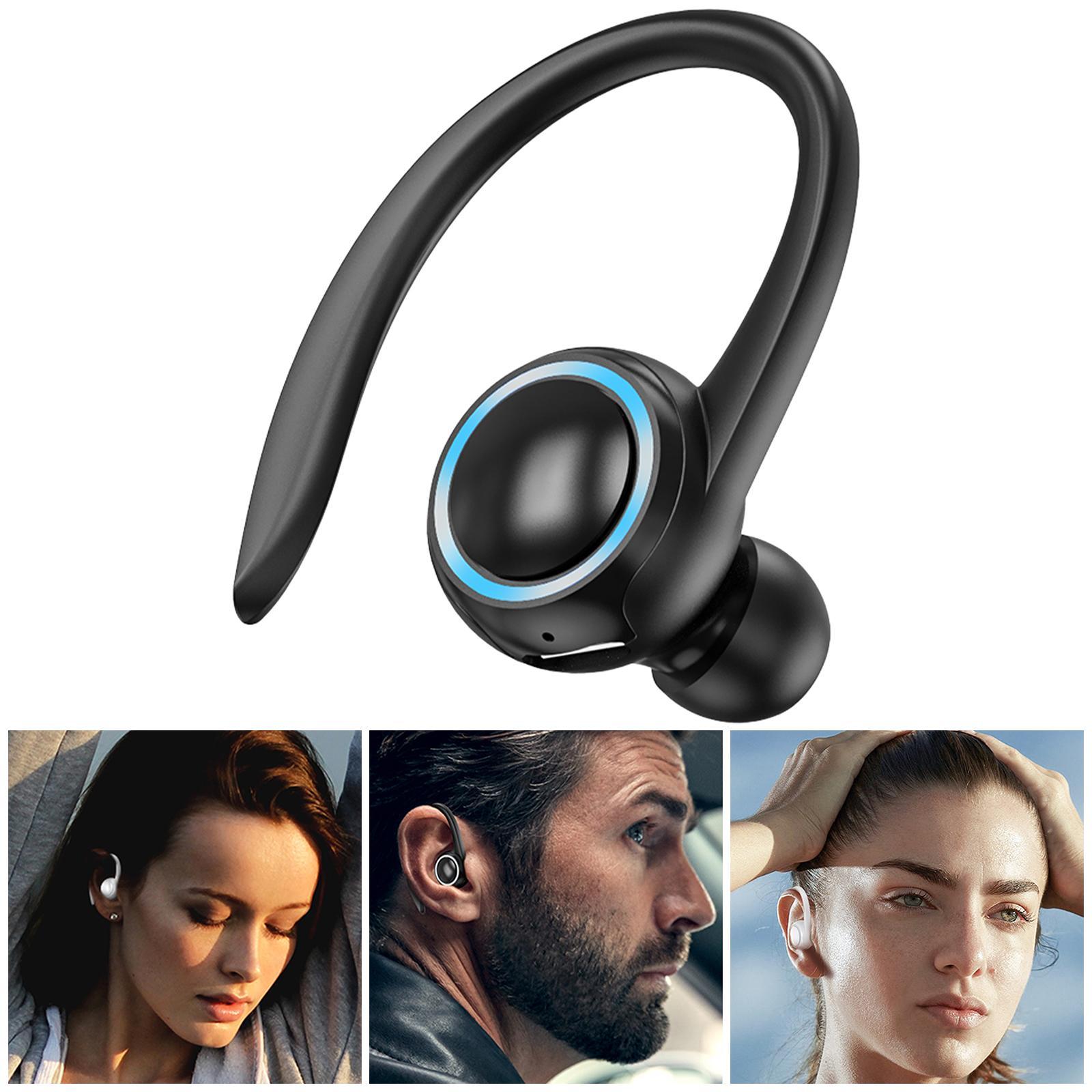 T10 Bluetooth Headset Ear Hook Sweatproof Headphone Stereo Single Ear in-Ear Earbuds for Gym Gaming Cycling Outdoor Indoor Noise Cancelling
