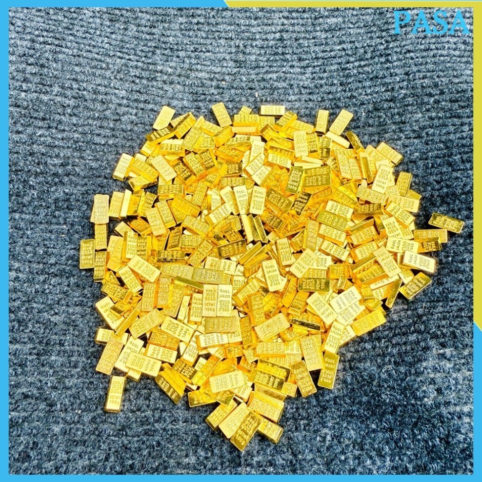 Combo 2 Thỏi Vàng Mini Dài 1.2Cm Chất Liệu Hợp Kim Trang Trí Tài Lộc