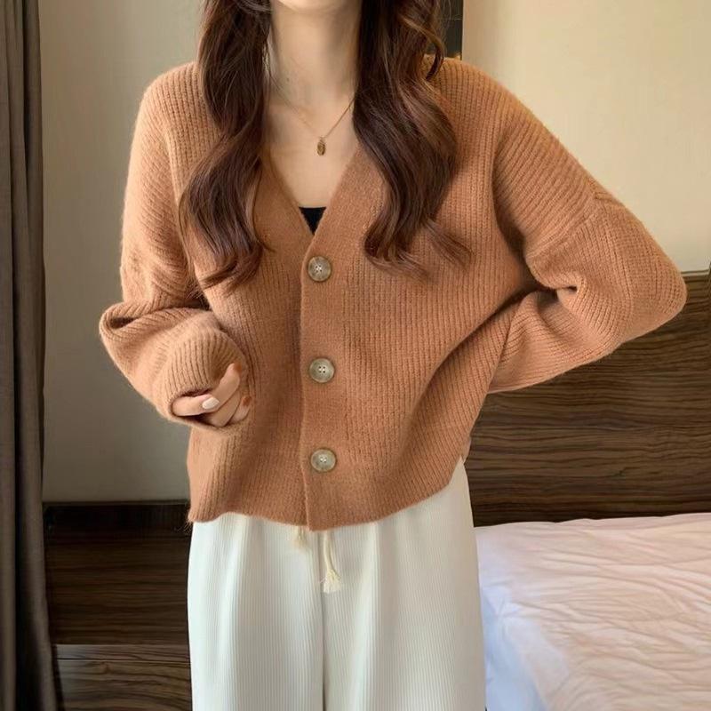 Áo khoác len cardigan nữ chất len dệt kim mềm mịn co giãn trẻ trung mùa thu đông mã VAA0446 - M03 Cam