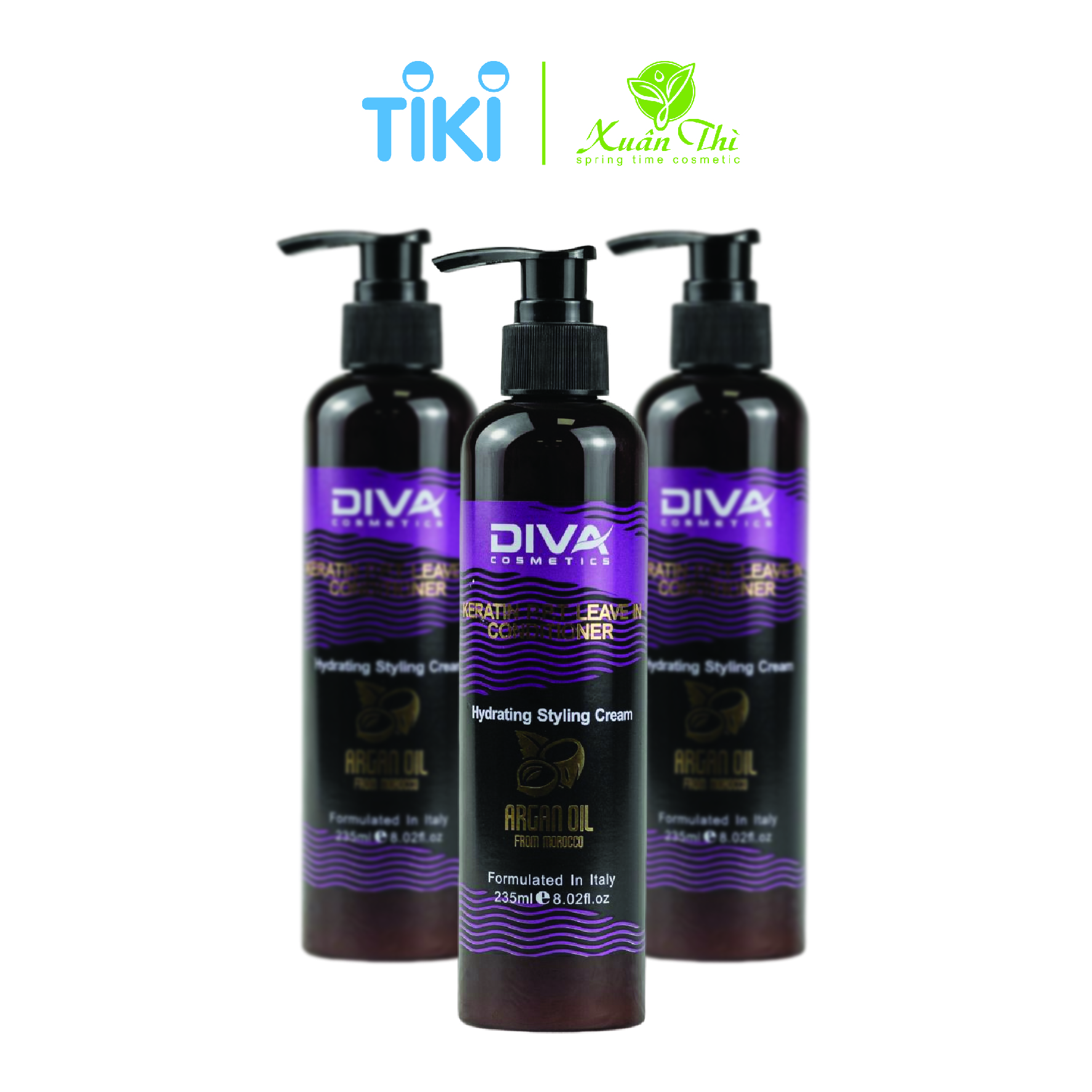 Gel tạo kiểu dưỡng tóc mềm mại Keratin Diva Argan Oil – 235ml