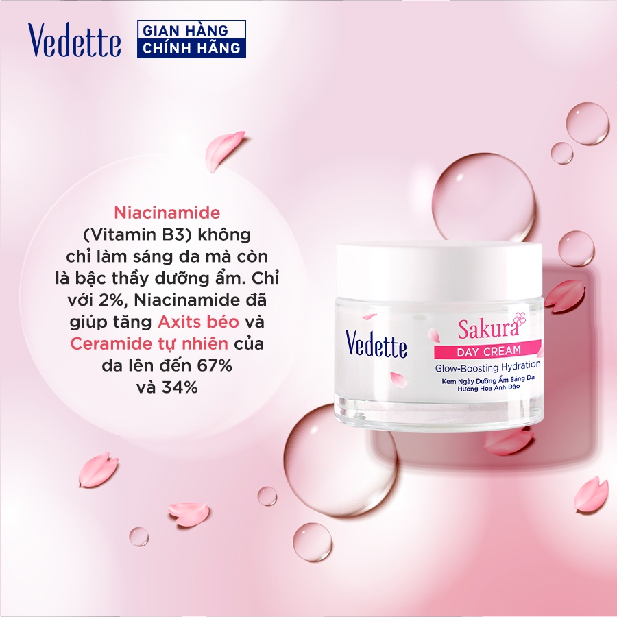 Hàng mới - Kem ngày Dưỡng Ẩm Sáng Da Vedette Hương Hoa anh đào 50ml