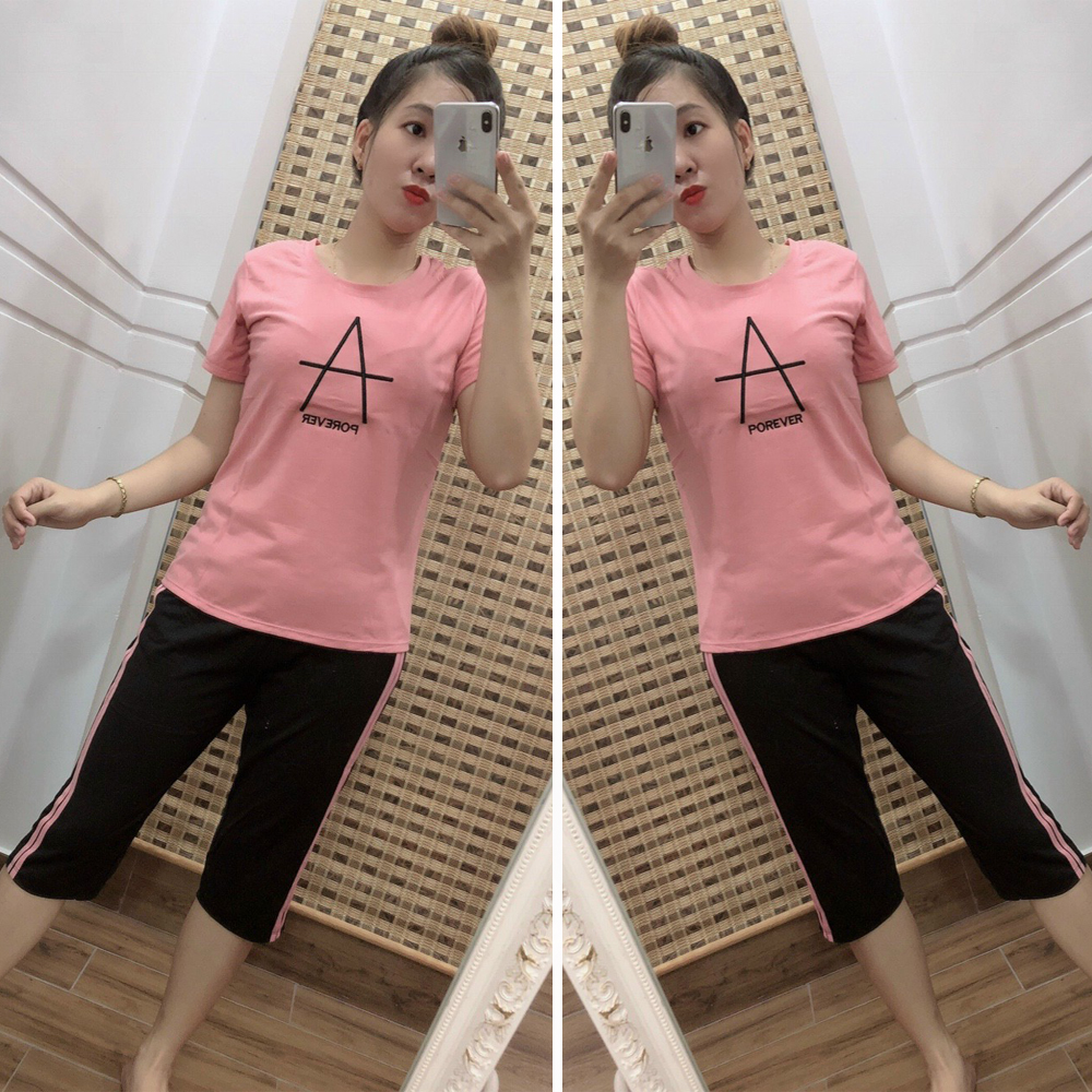 Sét Bộ Thun Quần Lửng Phối Viền