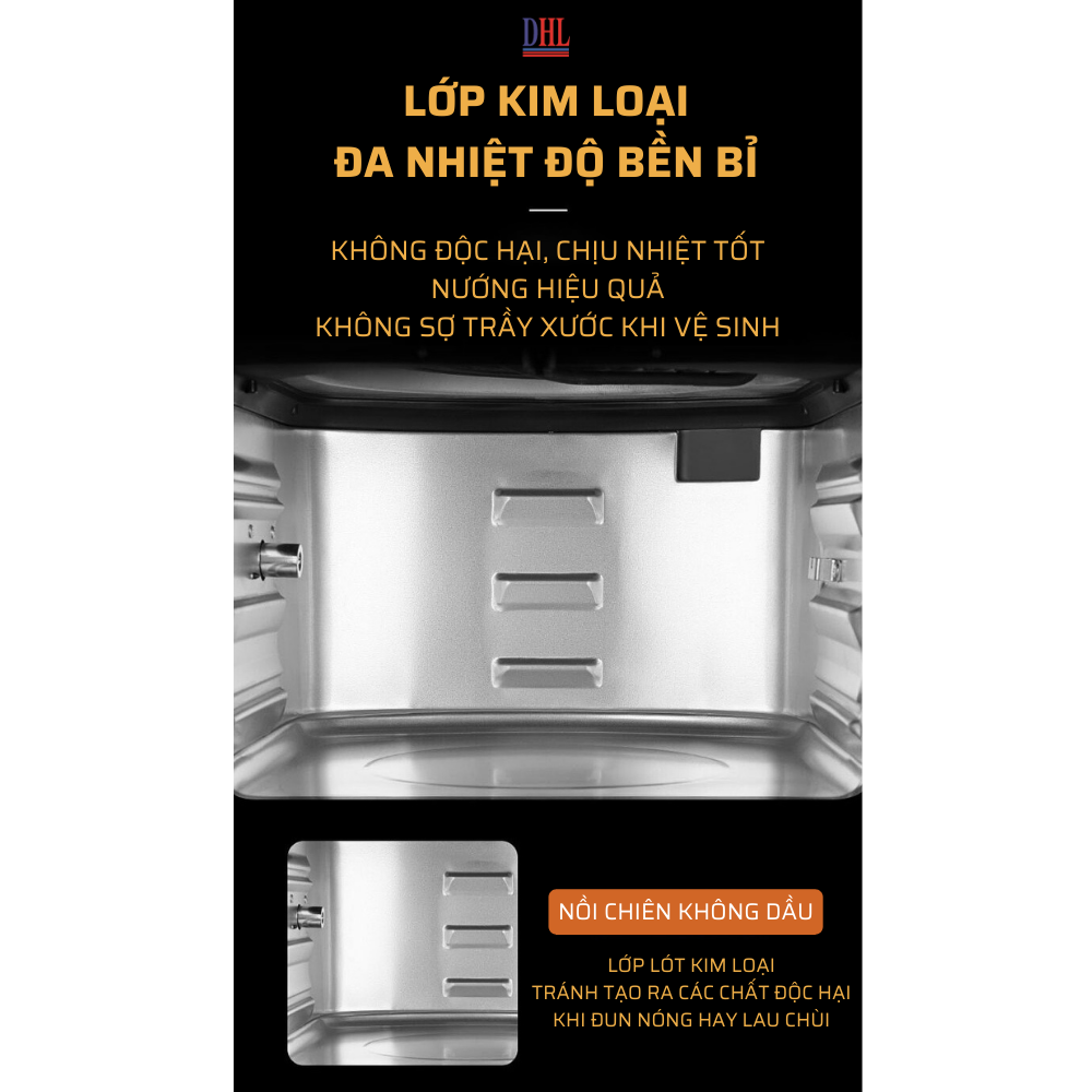Nồi chiên không dầu Mitomo MTD-12LA, dung tích 12L công suất 1700W - Hàng chính hãng