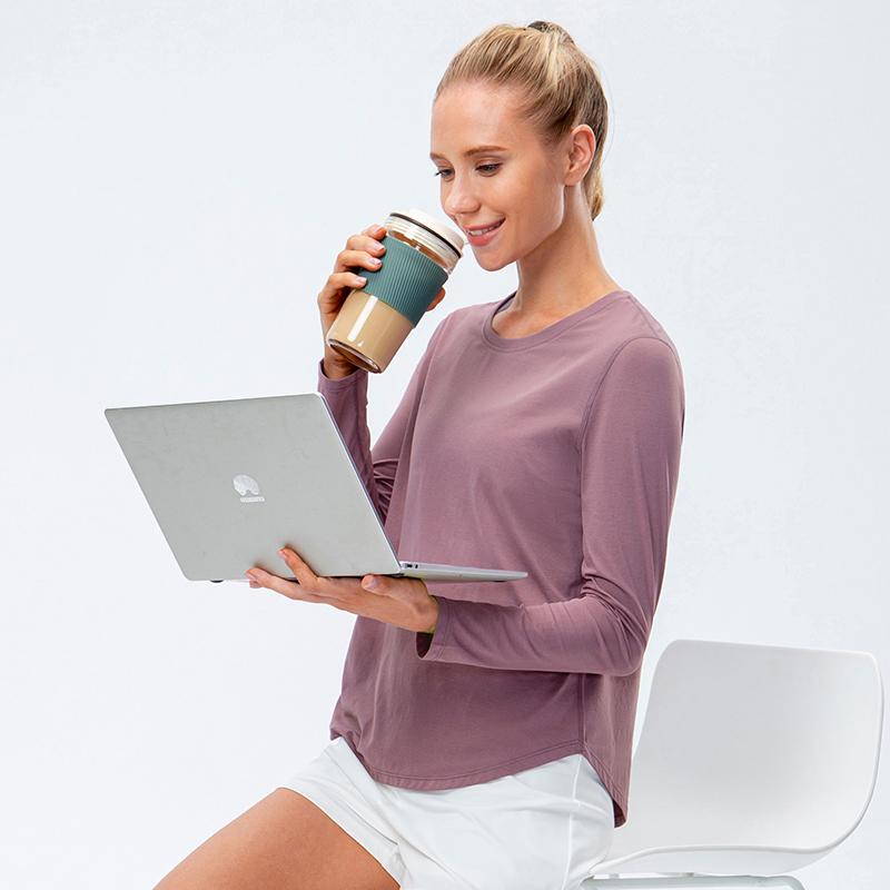Thu Nhiệt Lót Nỉ Nữ Dáng Rộng Quần Áo Tập Yoga Cho Thể Dục Thể Thao Áo Sơ Mi Áo Ấm Tay Dài Nhiệt Quần Tây