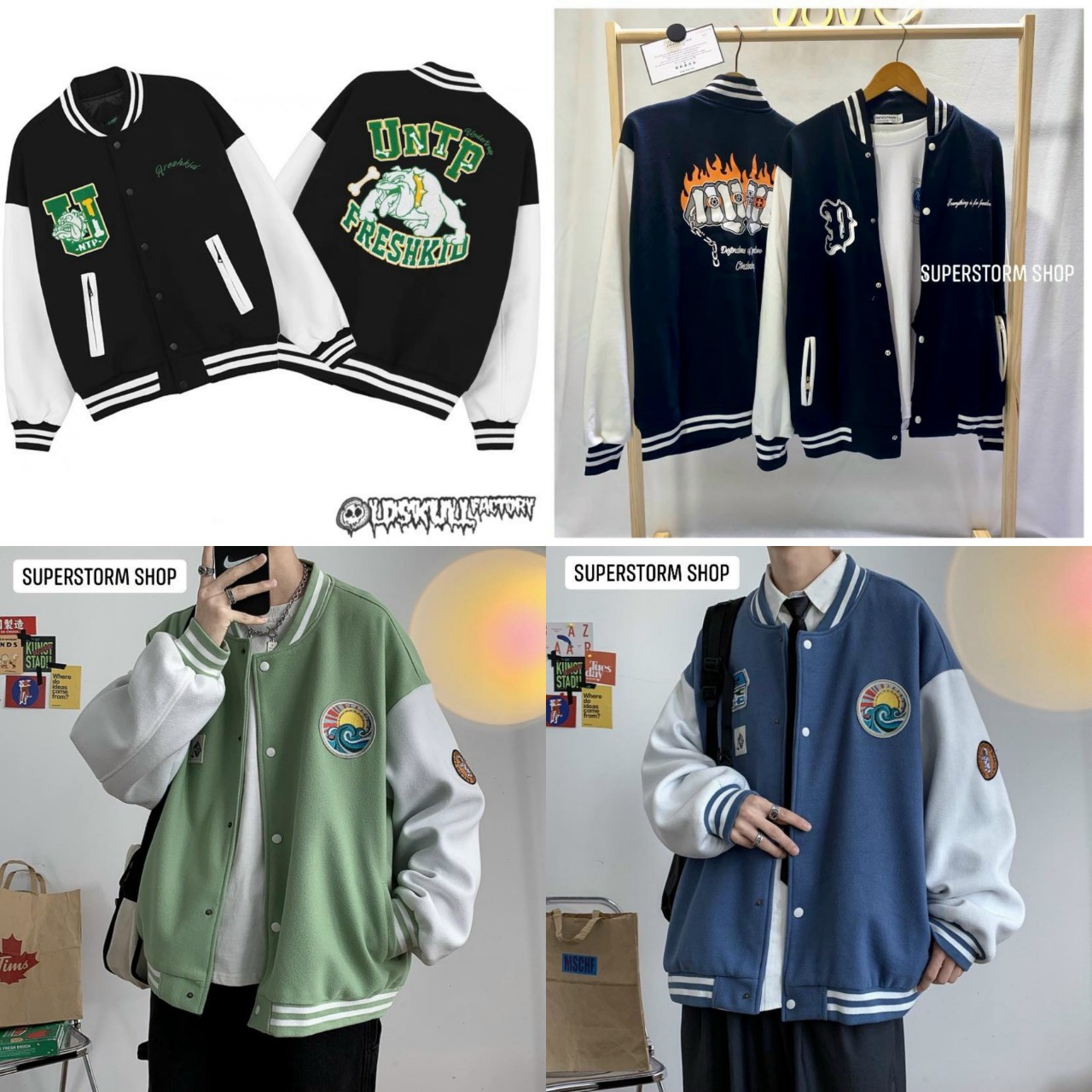 Áo Khoác Bomber Nỉ UNTP Unisex - Có Túi Trong Chữ D Chống Nắng Thu Đông - Thiên Hà Shop Giá Siêu Rẻ Đẹp