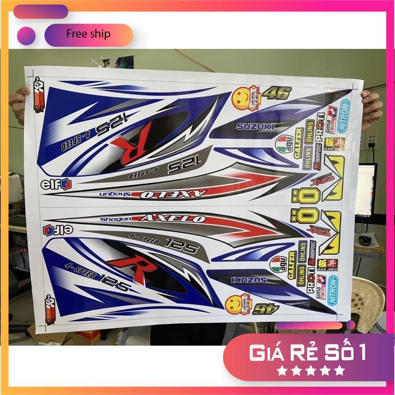Tem rời xe Axelo 125 trắng xanh