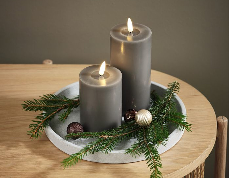 Khay trang trí | JYSK Nisse | polyresin/polystone | xám nhạt |  R15xD50xC2cm