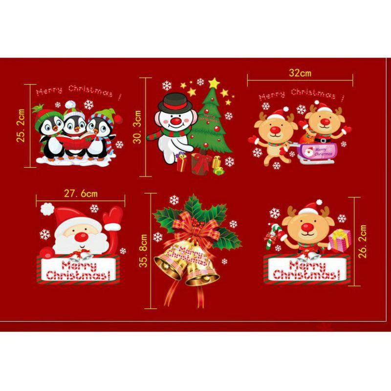 Decal tranh dán Noel 6 khung hoạt hình xinh