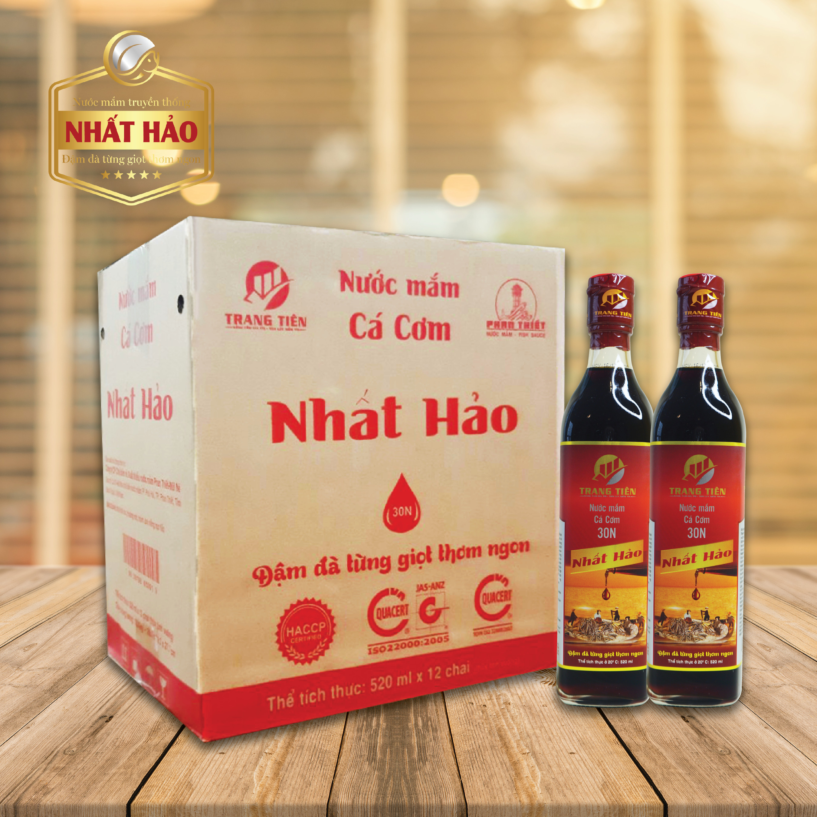 Nước mắm cá cơm Nhất Hảo 30N 520ml - Thùng 12 chai