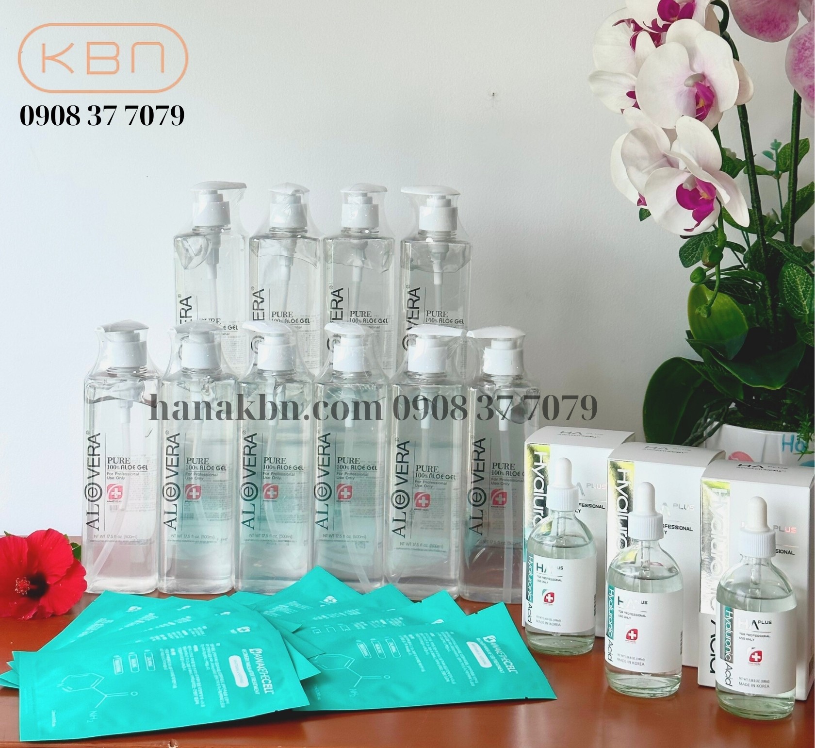 Combo 10 Chai Gel Nha Đam Aloe Vera Hàn Quốc - Làm Dịu Da Nhạy Cảm, Khô, Mụn + Tặng 3 Serum HA Plus 100ml + Tặng 10 Mặt Nạ Soothing