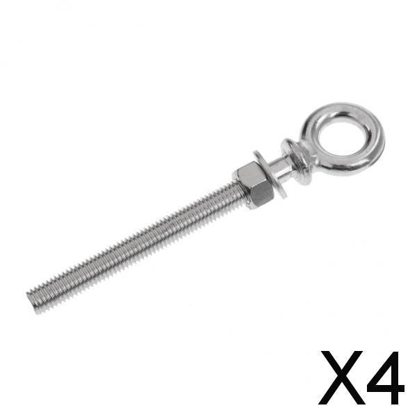 4x316 Stainless Steel Long Lifting Eye with Nut And Washer M12 X 120mm