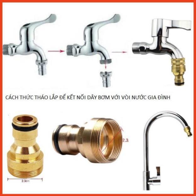 Bộ dây vòi xịt nước rửa xe,tưới cây .tăng áp 3 lần,loại 3m,5m 206701-2 đầu đồng,cút,nối nhựa+ tặng mở chai