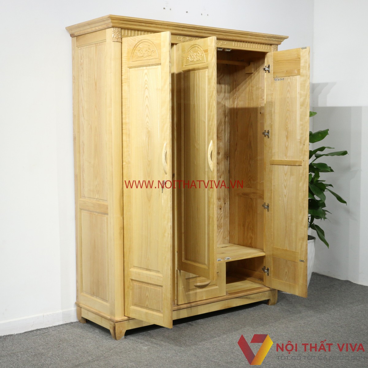 Tủ Áo 3 Cánh Gỗ Sồi Nga Tự Nhiên Đẹp Giá Rẻ