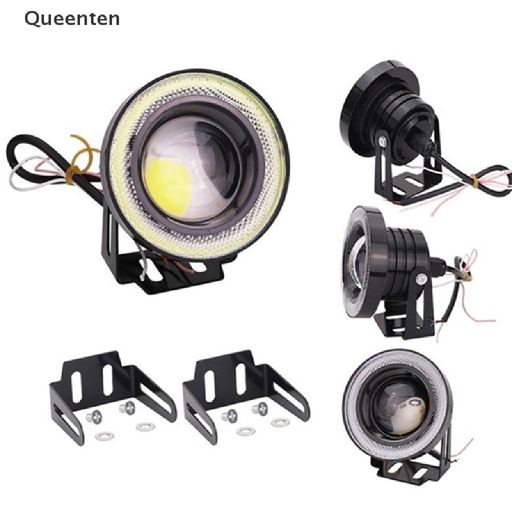 Queenten 2.5'' 15W Car White COB LED Projector Angel Eyes Blue Ring DRL Fog Light Lamp  QT