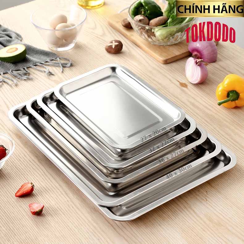 Khay Inox Cao Cấp Nhiều Kích Cỡ Sâu 2cm Chính Hãng TOKDODO