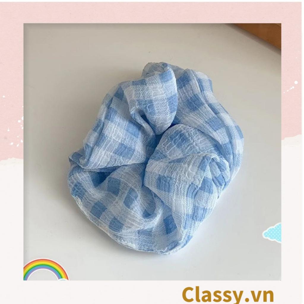 Dây cột tóc Classy, Scrunchies tông xanh mát, nhiều họa tiết PK1503