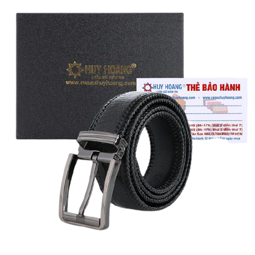 HC4459-63-67-71 - Thắt lưng nam da đà điểu Huy Hoàng đan viền 4P đầu kim màu đen, nâu đất, vàng bò, nâu đỏ